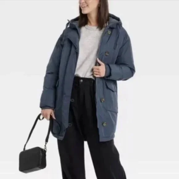 Women's Long Parka Jacket - Universal Thread Blue M - Picture 2 of 3